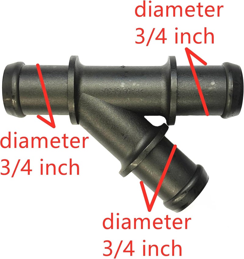 FEEDUN 3/4",Radiator Coolant Hose 3-Way Connector,Heater Y-Joint Diverter,Water Pipe Splitter Repair Kit for Chevrolet,Mercedes-Benz,BMW,Audi,Volkswagen,Volvo,Buick,Ford,Toyota,Honda,Jeep,Ram,GMC,19mm,0.75in - Image 2
